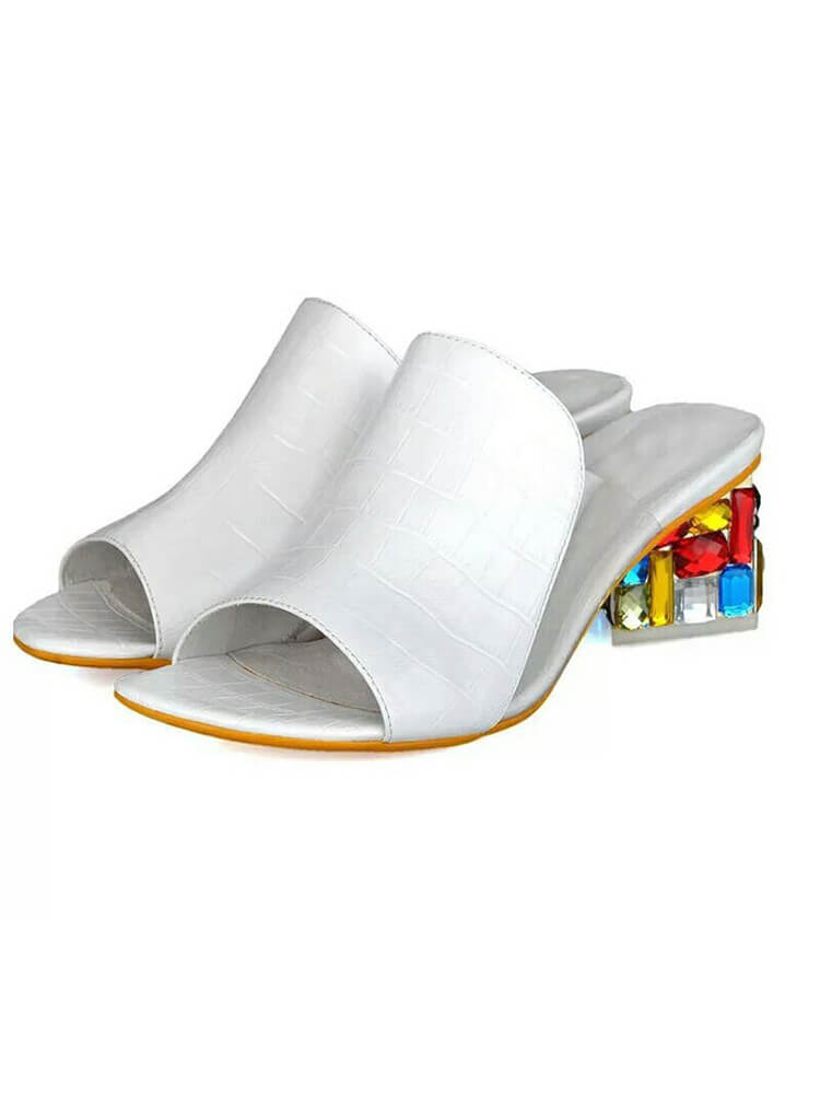 Colorful Crystal Patchwork Chunky Slide