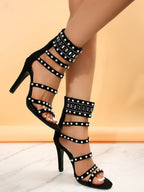 Rhinestone Beaded Pointed Toe Sandals