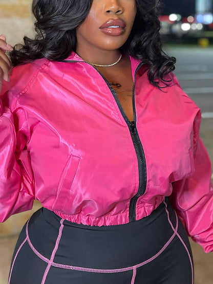 Zip-Up Cropped Jacket Leggings Set