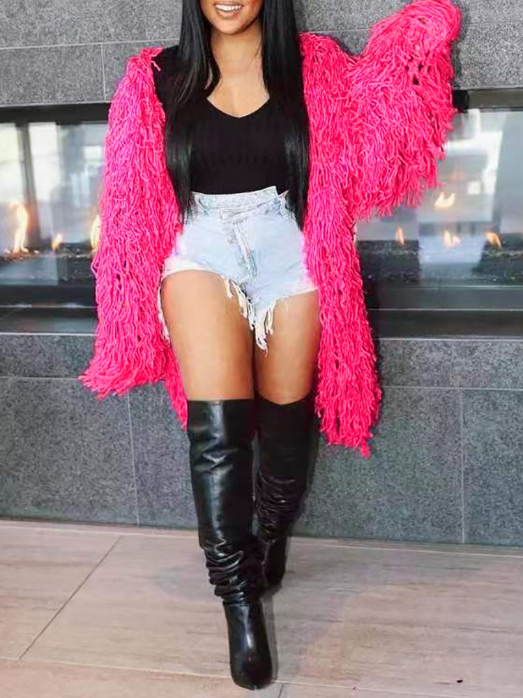 Crochet Fringe Knit Cardigan