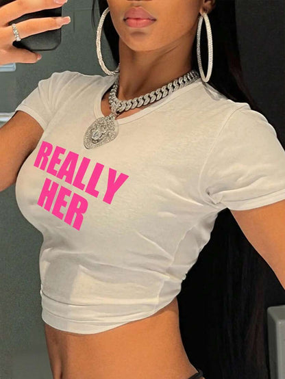 REALLY HER Graphic Baby Tee Crop Top