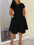 Plus Size Pocket A Line Midi Dress