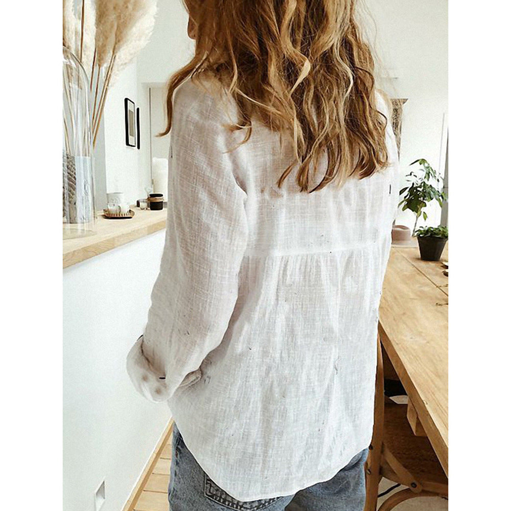 Loose Fit Long Sleeve Linen Shirt