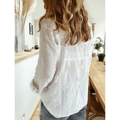 Loose Fit Long Sleeve Linen Shirt