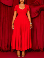 Plus Size Sweetheart Neckline Elegant Midi Dress
