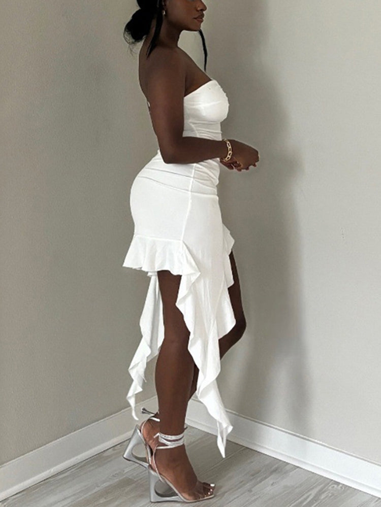 Strapless Ruffle Mini Dress