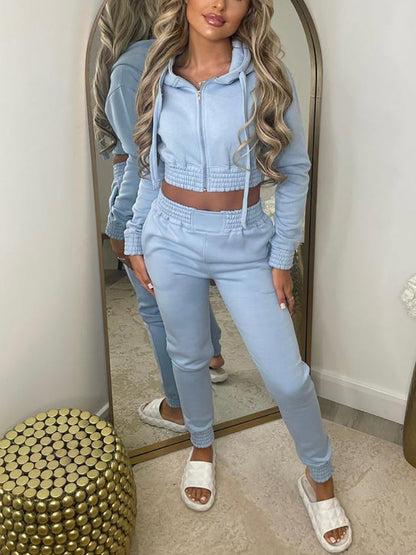 Two Piece Fleece Lined Hoodie Sweatshirt Pants Set