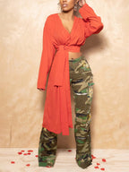 Camouflage Distressed Cargo Pants