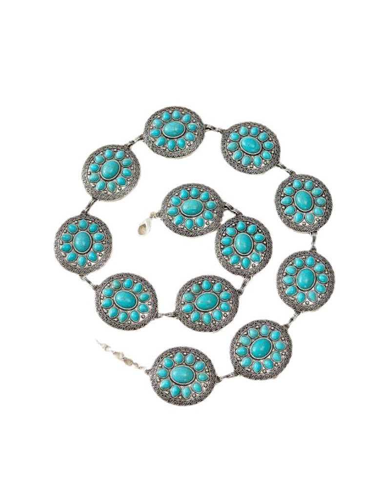 Bohemian Ethnic Turquoise Alloy Chain Belt
