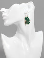 St Patrick's Day Clover Beer Earrings
