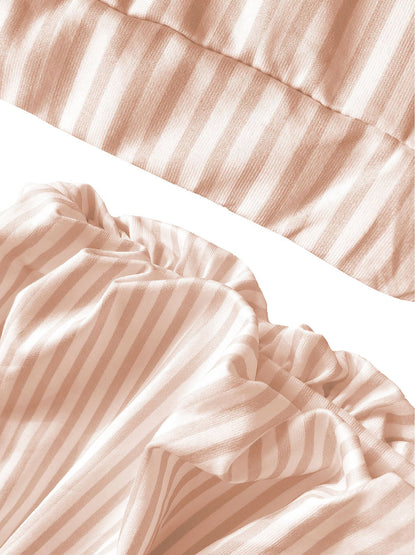 Striped Vest Bubble Skirt Set