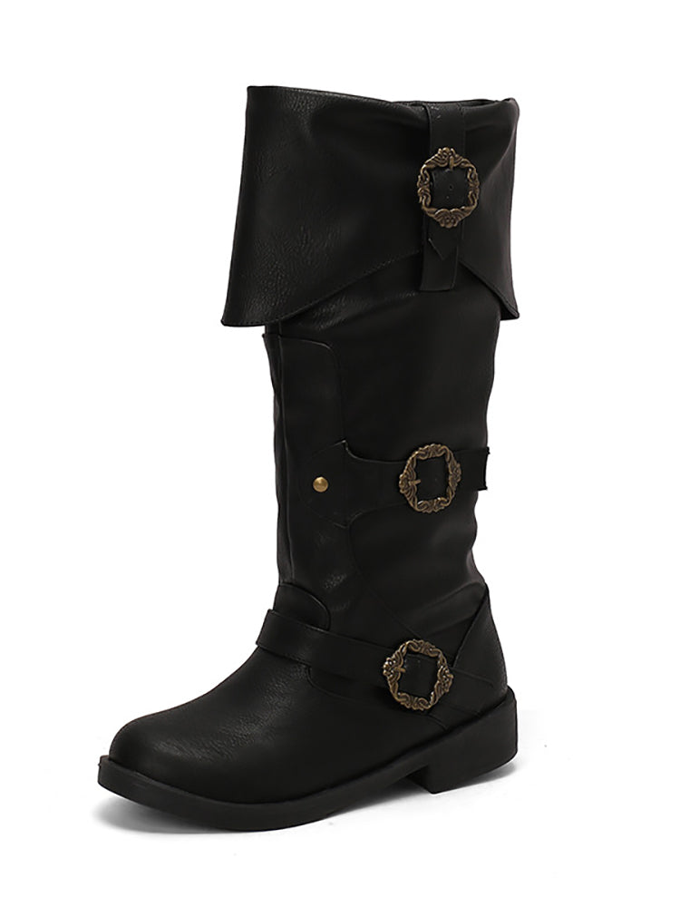 Vintage Buckle Belted Boots