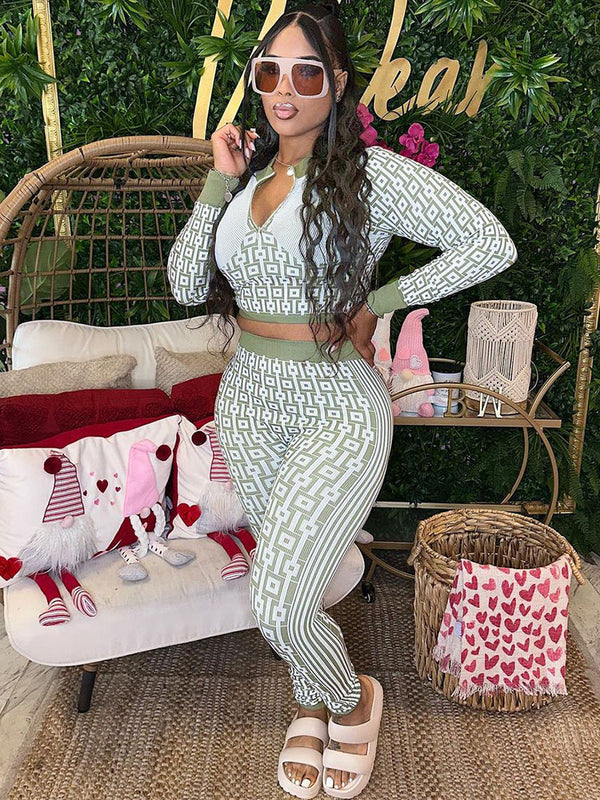 Casual Printed Two-Piece Set