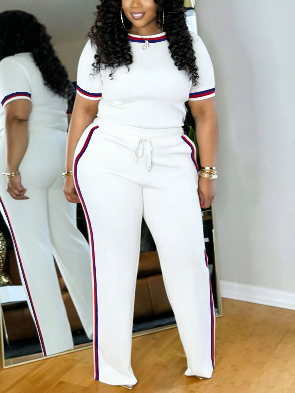Stripe Top Pants Set