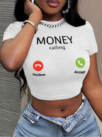 Y2K Slim Fit Cropped Graphic Tee