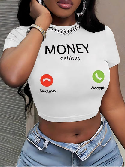 Y2K Slim Fit Cropped Graphic Tee