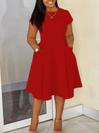 Plus Size Pocket A Line Midi Dress