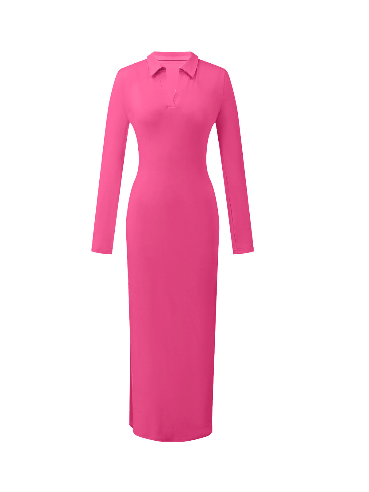 Long Sleeve Solid Color Maxi Dress