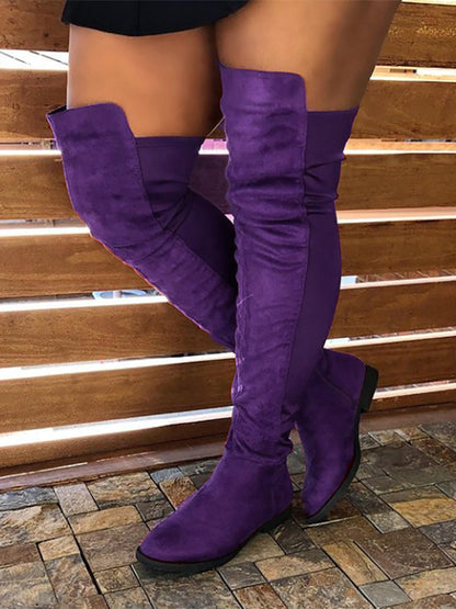 Suede Over-the-Knee Flat Riding Boots