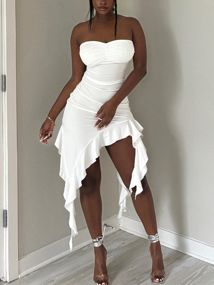 Strapless Ruffle Mini Dress