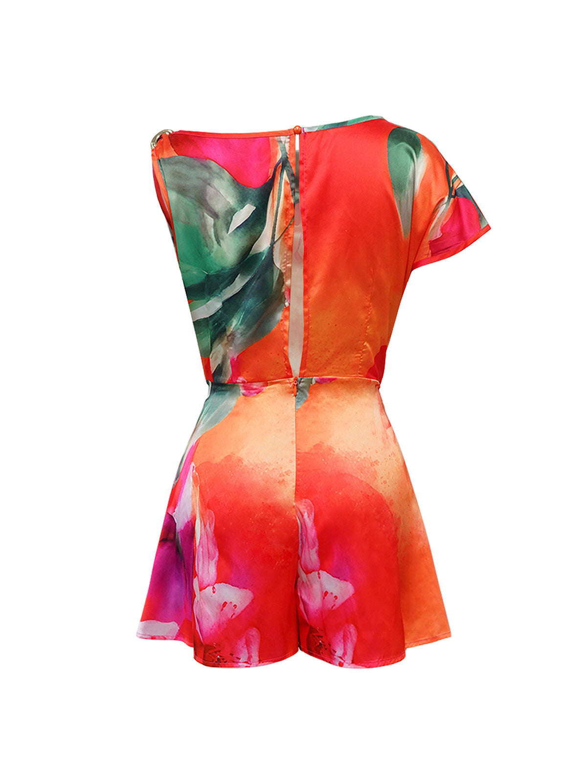 Asymmetric Tie Dye Cutout Romper