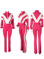 Colorblock Drawstring Waist Tracksuit