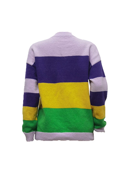 Long Sleeve Color Block Sequin Letter Pullover