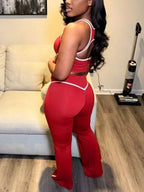 Contrast Trim Tank Top Pants Set