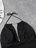 Trajes de baño sin espalda de Chian con cuello Halter de talla grande