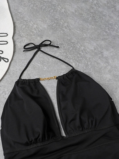 Trajes de baño sin espalda de Chian con cuello Halter de talla grande