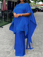 Plus Size Draped Top Pants Set
