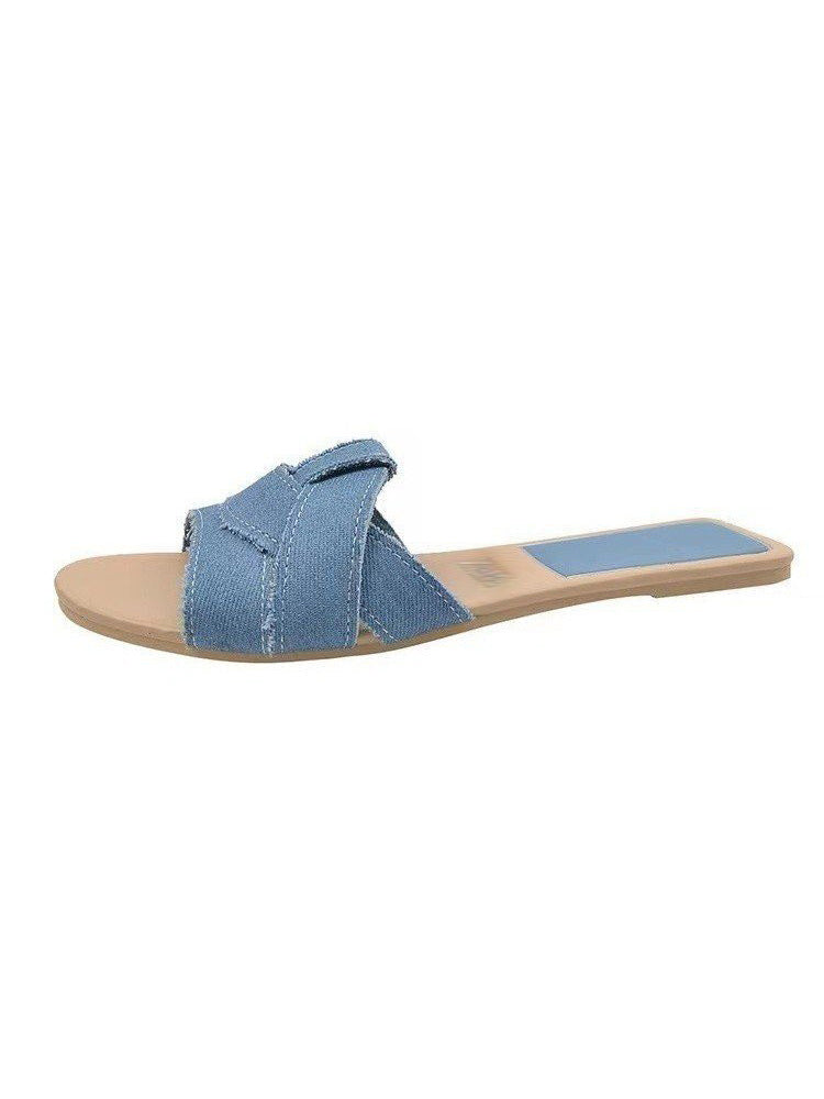 Cross Strap Flat Slides