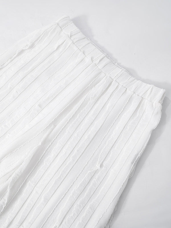 Wave Texture Off Shoulder Top Pants Set