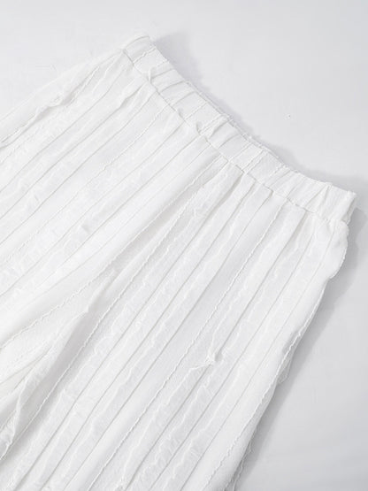 Wave Texture Off Shoulder Top Pants Set