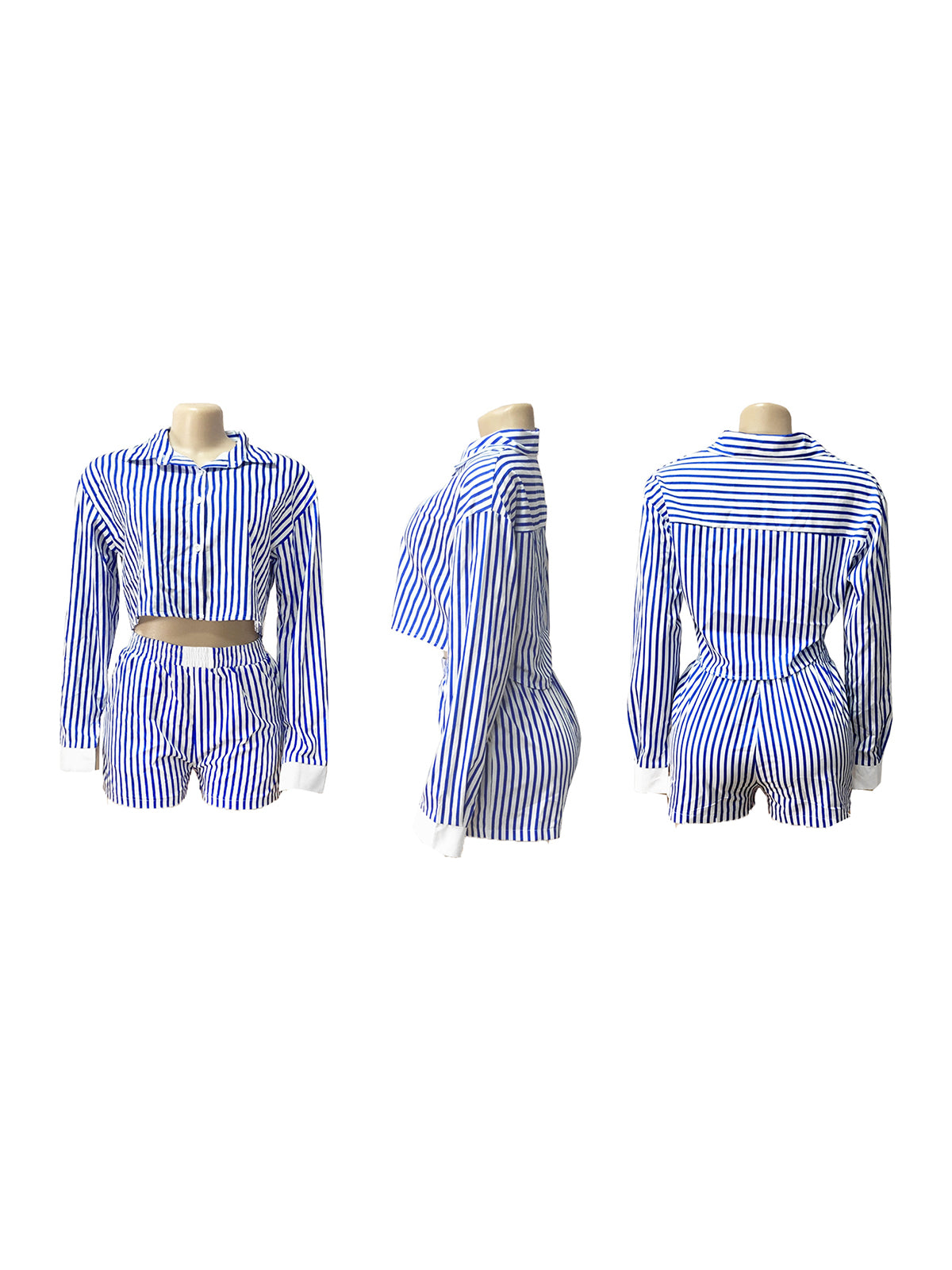Striped Shirt Shorts Set