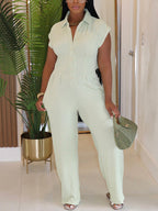 Ribbed Knit Waist Cutout Wide Leg Jumpsuit