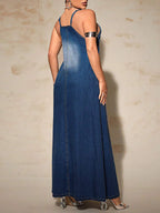 Plus Size Denim Maxi Dress