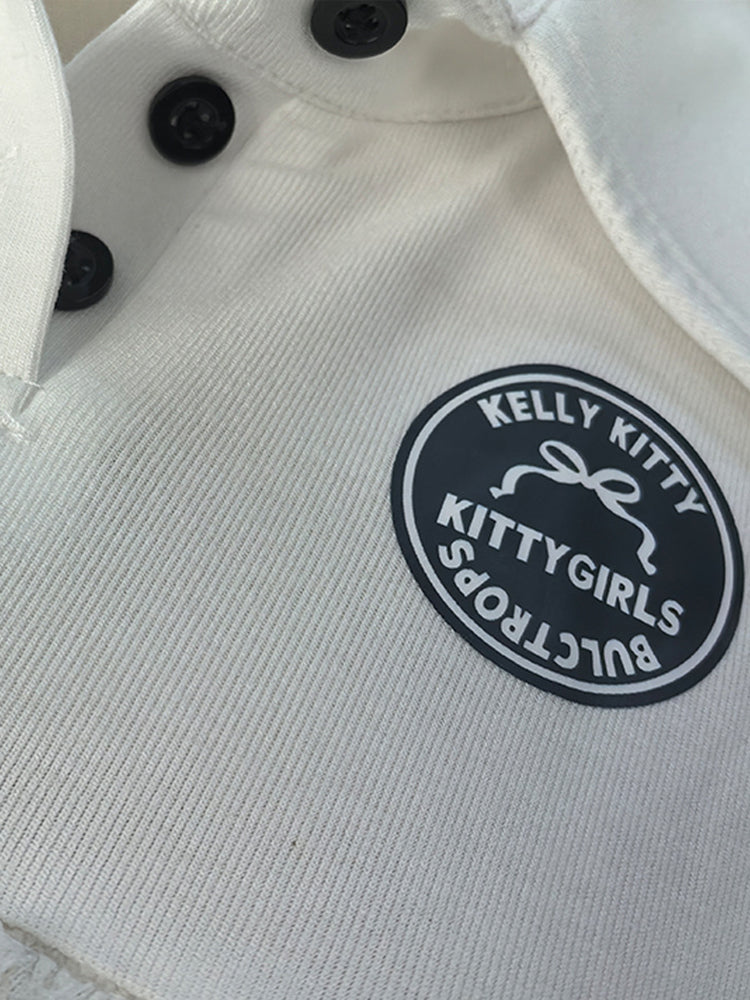 Lace Trim Letter Print Top Pleated Skirt Set