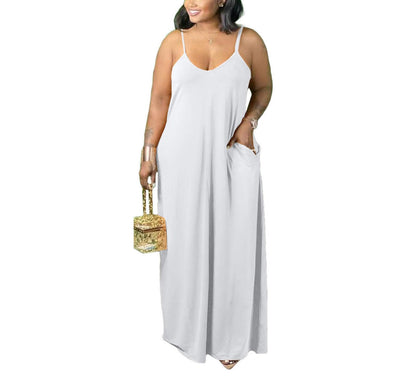 Plus Size Strap Maxi Dress With Pockets