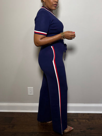 Stripe Top Pants Set