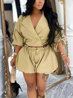 Puff Sleeve Top Bubble Shorts Set
