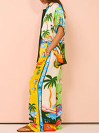 Printed Shirt Wide Leg Pants Set