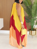 Color Block Sleeveless Maxi Dress