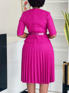 Belted Blazer Pleated Midi Dress