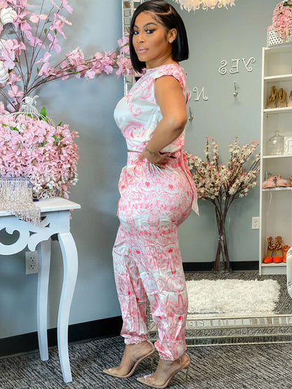 Conjuntos de pantalones estampados de dos piezas 