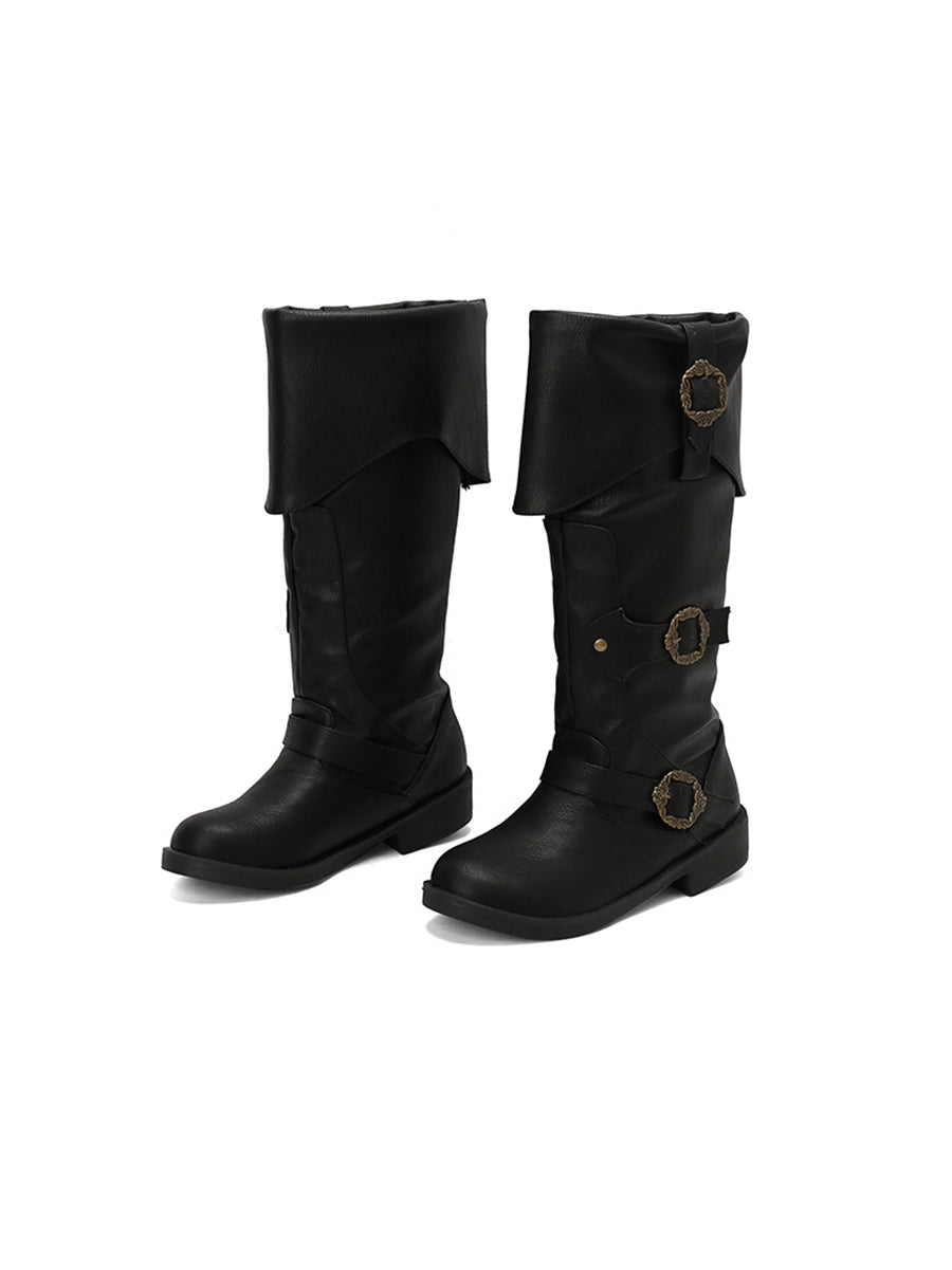 Vintage Buckle Belted Boots