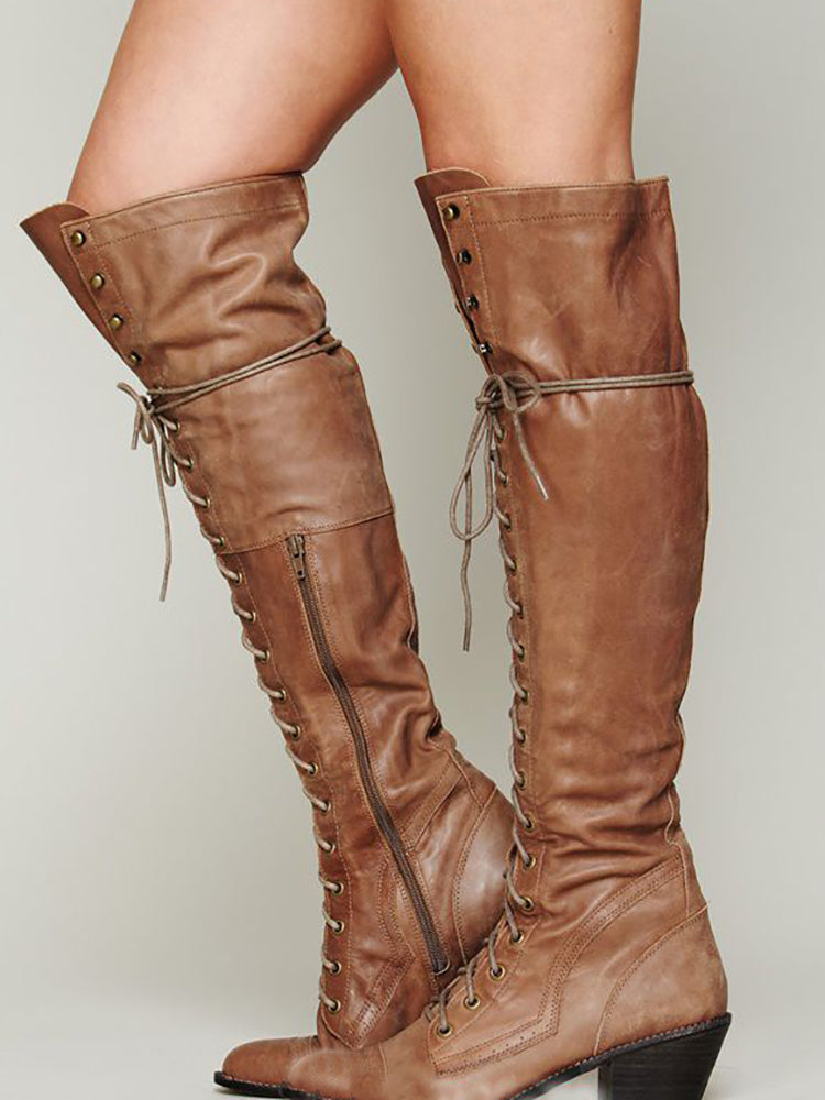 Lace-Up Over-the-Knee Boots