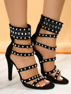 Rhinestone Beaded Pointed Toe Sandals