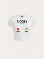 Y2K Slim Fit Cropped Graphic Tee