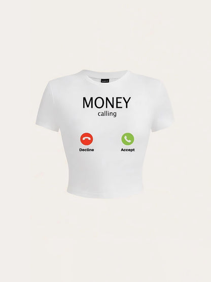 Y2K Slim Fit Cropped Graphic Tee